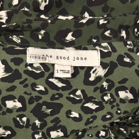 Anthropologie The Good Jane The Layla Green Leopard Print Shirt Dress Size S - Picture 7 of 8